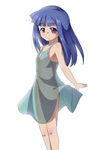  bad_id bad_pixiv_id bare_shoulders blue_hair collarbone dress flat_chest furude_rika higurashi_no_naku_koro_ni knees long_hair outstretched_arms peaceful_(llvg) purple_eyes see-through simple_background sleeveless smile solo standing sundress white_background 