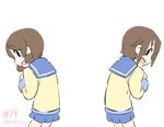  2girls animated animated_gif brown_hair corpse_party dancing dated junkpuyo multiple_girls nakashima_naomi nichijou parody rock_paper_scissors school_uniform serafuku shinohara_seiko skirt style_parody 