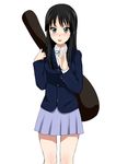  akiyama_mio bass_guitar black_eyes black_hair blush fender guitar_case hime_cut ichihisa instrument instrument_case k-on! long_hair looking_at_viewer school_uniform skirt smile solo uniform very_long_hair 