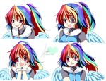  1girl byruu character_sheet expressions long_hair multicolored_hair my_little_pony my_little_pony_friendship_is_magic open_mouth personification ponytail rainbow_dash sakurano_tsuyu solo white_background wings 