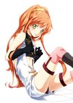  1girl anya_alstreim anya_alstreim_(cosplay) blush boots brown_hair code_geass cosplay gloves green_eyes jyuru knee_socks kneehighs long_hair orange_hair pixiv_manga_sample shirley_fenette solo thighs 