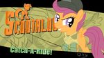  borderlands_2 clothing cub english_text equine female feral friendship_is_magic grin hair hat horse invalid_tag mammal my_little_pony orange_body oxyloged pegasus pink_hair pony purple_eyes scootaloo_(mlp) solo text vest wings young 