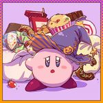  1boy blue_eyes cake candy doughnut food fruit halloween hat kirby kirby_(series) male male_focus mishio nintendo no_humans solo sprinkles strawberry witch_hat 