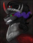  angry armor black_hair crown equine evil eye_mist fangs feral friendship_is_magic glare hair horn horse king_sombra_(mlp) male mammal mn27 my_little_pony pony portrait red_eyes solo unicorn 
