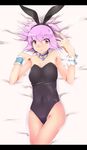  absurdres animal_ears bad_id bad_pixiv_id bare_shoulders breasts bunny_ears bunny_girl bunnysuit fake_animal_ears fishnet_pantyhose fishnets highres jewelry lying medium_breasts minagokoro necklace pantyhose pink_hair red_eyes saigyouji_yuyuko short_hair smile solo touhou wrist_cuffs 