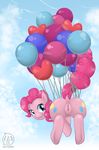  anus balloon blue_eyes clitoris cloud clouds cutie_mark equine female feral friendship_is_magic fur hair horse lew-legend looking_at_viewer looking_back mammal my_little_pony outside pink_fur pink_hair pinkie_pie_(mlp) pony presenting pussy raised_tail smile solo 