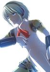  aegis_(persona) android blonde_hair blue_eyes bow headphones persona persona_3 ribbon robot_joints short_hair solo vegas_(akg) 