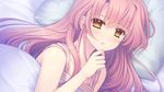  bed game_cg long_hair nishimata_aoi non-web_source pillow pink_hair tsuki_ni_yorisou_otome_no_sahou yanagase_minato yellow_eyes 