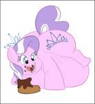  blue_eyes cake chocolate chocolate_cake chubby cub cute cutie_mark diamond_tiara_(mlp) eating equine female feral food friendship_is_magic fur hair happy horse mammal morbidly_obese multi-colored_hair my_little_pony overweight pink_fur pink_skin plain_background pony purple_hair samael smile solo two_tone_hair white_background young 