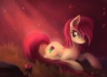  aeronjvl cutie_mark equine female feral flower friendship_is_magic grass green_eyes hair horse lying mammal my_little_pony petals pony red_hair rose rose_(mlp) solo 