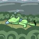  ambiguous_gender hidden_mudkip lock_(character) lying on_front outside reptile scalie sleeping snake turn_(character) unknown_species 