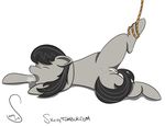  after_sex black_hair cum equine eyes_closed female feral fluid friendship_is_magic hair horse ignore_my_advertising_thanks mammal my_little_pony octavia_(mlp) plain_background pony rope solo white_background 