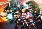  armor avengers black_widow bowser cape captain_america cosplay crossover epic green_skin hammer hawkeye_(marvel) helmet hulk iron_man jay_phenrix luigi mario mario_(series) marvel nintendo parody pepper_potts princess_daisy princess_peach super_mario_bros. super_mario_land thor_(marvel) toad waluigi wario 