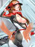  ass ass_grab bad_id bad_pixiv_id bar_censor bodysuit breasts brown_eyes brown_hair buttjob censored chousoku_henkei_gyrozetter dodai_shouji gloves hetero highres jacket long_hair medium_breasts mukai_akira nipples open_clothes open_jacket open_mouth penis ponytail visor_cap 