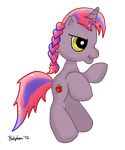  bakphoon blue_hair braid cutie_mark detonator detonator_cutie_mark equine female generation_3.5 gray_body grey_body hair horn horse mammal multi-colored_hair my_little_pony original_character plain_background pony red_hair solo terrafirma transparent_background two_tone_hair unicorn yellow_eyes 