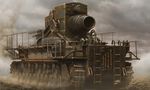  caterpillar_tracks ground_vehicle karl_gerat kashi_takahisa ladder md5_mismatch military military_vehicle mortar_(weapon) motor_vehicle no_humans railing real_life realistic self-propelled_gun smoke tank tank_focus world_war_ii 