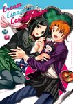  bad_id bad_pixiv_id black_hair bob_cut candy caster_(fate/zero) character_doll fang fate/zero fate_(series) food green_eyes haruno_(kanimeshi) highres jacket knife multiple_boys orange_hair otoko_no_ko purple_jacket short_hair skirt soup sweets uryuu_ryuunosuke waver_velvet 