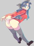  adjusting_clothes adjusting_panties bad_id bad_pixiv_id blue_eyes fate/stay_night fate_(series) meisamu panties panty_pull solo sweater thighhighs toosaka_rin underwear 