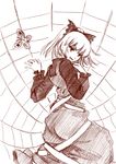  himeno_suika kurodani_yamame monochrome red silk solo spider_web touhou 