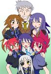  6+girls blush brown_eyes brown_hair cinque_(nanoha) dieci_(nanoha) eyepatch family father_and_daughter genya_nakajima ginga_nakajima long_hair lyrical_nanoha mahou_shoujo_lyrical_nanoha_strikers military military_uniform multiple_girls nove_(nanoha) numbers_(nanoha) one_eye_closed purple_hair red_eyes red_hair short_hair siblings silver_hair sisters subaru_nakajima tsab_ground_military_uniform uniform wendi_(nanoha) yellow_eyes 