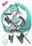  aqua_hair bad_id bad_pixiv_id boots hatsune_miku heart jumping kazuko long_hair microphone microphone_stand necktie skirt solo thigh_boots thighhighs twintails very_long_hair vocaloid 
