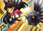  amagi_yukiko amaterasu_(persona) amaterasu_(persona)_(cosplay) ass black_eyes black_hair blush bodysuit cosplay hairband persona persona_4 segami_daisuke skin_tight spandex 