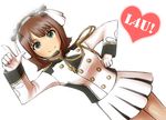  amami_haruka band_uniform brown_hair green_eyes hair_ribbon headset heart idolmaster idolmaster_(classic) idolmaster_live_for_you! majorette microphone non-web_source ribbon short_hair solo 