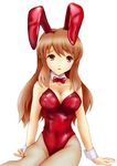  animal_ears asahina_mikuru brown_eyes brown_hair bunny_ears bunnysuit face fishnet_pantyhose fishnets kishida-shiki long_hair pantyhose solo suzumiya_haruhi_no_yuuutsu 