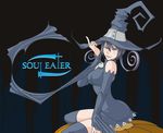  bad_anatomy blair hat long_sleeves purple_hair solo soul_eater thighhighs witch_hat yellow_eyes 