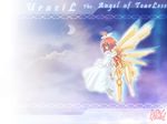  ahoge angel artificial_wings artist_request born_freaks! cloud cyborg dress flying green_eyes gun red_hair socks solo wallpaper weapon 