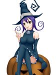  bad_anatomy bad_id bad_pixiv_id blair hat purple_hair solo soul_eater thighhighs witch_hat yellow_eyes 