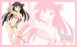  bell black_hair bow bow_bra bow_panties bra copyright_name frame frilled_bra frilled_panties frills hair_bell hair_ornament hair_ribbon hand_on_hip highres himenokouji_akiko kawamura_kousuke logo long_hair long_legs looking_at_viewer midriff navel official_art one_eye_closed onii-chan_dakedo_ai_sae_areba_kankeinai_yo_ne open_mouth panties pink_bra pink_panties pointing pose purple_eyes ribbon solo underwear underwear_only wallpaper zoom_layer 