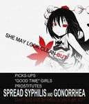  hat leaf looking_at_viewer maple_leaf neru_fia non-web_source parody pom_pom_(clothes) poster red_eyes shameimaru_aya short_hair smile solo text_focus third-party_edit tokin_hat touhou wings 