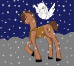  animal_ears black_hooves blush brown_boy brown_clothing brown_hair cutie_mark equine gray_snow hair horn my_little_pony pegasus pencil snow snowflakes tears unicorn unknown_character white_body wings 