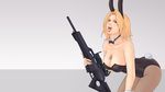  animal_ears blonde_hair blue_eyes bunny bunny_ears bunnygirl cleavage g36 gun pantyhose tail weapon 