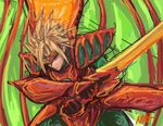  armor blonde_hair dart_feld dragoon fire headband playstation serious sword the_legend_of_dragoon weapon wings 