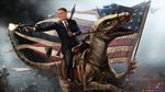  aircraft amazing america american american_flag barack_obama brown_body claws dinosaur edit green_eyes hat human male mammal necktie politics ranged_weapon raptor rpg-7 saddle scales scalie sharpwriter smile suit the_truth weapon 