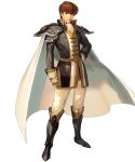  1boy aoji_(aoji-web) armored_boots belt boots brown_eyes brown_hair cape cuan_(fire_emblem) fire_emblem fire_emblem:_seisen_no_keifu fire_emblem_heroes full_body highres male_focus nintendo official_art solo transparent_background 