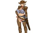  1girl blonde_hair breasts cigar cowboy_hat gun hand_on_hip hat hiraizumi_kou large_breasts simple_background weapon 