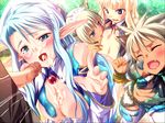  1boy 4girls animal_ears blonde_hair blue_eyes blush breasts cat_ears cleo_cragganmore elf elf_ears fang game_cg harem harem_party multiple_girls nia_schlichte penis pointy_ears pov slime sofisutia_gushigusu uncensored uru_schlichte 