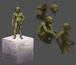  bald balls crouching cureboltium english_text erection goblin green_skin grey_background grin hairless humanoid looking_at_viewer male model_sheet muscles nipples nude open_mouth pecs penis plain_background pointy_ears pose smile solo text uncut yawn 