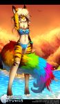  ankh bikini breasts clothed clothing feline female mammal necklace rainbow skimpy small_breasts solo swimsuit tofu93 