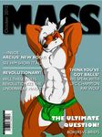  acethebigbadwolf anthro arcius arcius_(character) arms_behind_head bar_code barcode biceps briefs buff bulge canine chest_tuft cover flexing fox fur green_eyes hyper male mammal model muscles one_eye_closed pecs pose smile solo tuft underwear wink 
