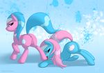  aloe_(mlp) anus blue_eyes blue_fur blue_hair cutie_mark duo equine female feral friendship_is_magic fur hair headband horse looking_back lotus_(mlp) mammal my_little_pony nude pink_fur pink_hair plain_background pony presenting pussy pussy_juice skipsy 