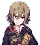  androgynous bad_id bad_pixiv_id book brown_eyes brown_hair cloak female_my_unit_(fire_emblem:_kakusei) fire_emblem fire_emblem:_kakusei jewelry looking_at_viewer male_focus male_my_unit_(fire_emblem:_kakusei) my_unit_(fire_emblem:_kakusei) ring saitou_teikoku simple_background smile solo upper_body white_background 