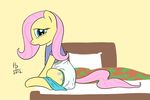  bed blue_eyes blush clothing cutie_mark diaper equine f&aelig;ces feces female feral fluttershy_(mlp) friendship_is_magic hair horse mammal my_little_pony pink_hair pony ponypadding scat solo 