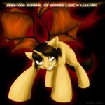  brown_hair cutie_mark english_text equine feral grin hair horn horse looking_at_viewer male mammal motch my_little_pony original_character pony solo standing text unicorn wings 