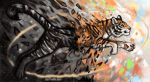  2019 4_toes ambiguous_gender digital_media_(artwork) felid feral flashw fur mammal orange_fur pantherine solo striped_fur stripes tiger toes 