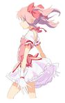  bow bubble_skirt frills gloves hair_bow kaname_madoka magical_girl magomago mahou_shoujo_madoka_magica pink_hair puffy_sleeves short_twintails skirt solo twintails white_background wind 