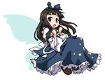  black_eyes black_hair blush bow child deku_(dekunosu) full_body hair_bow loafers long_hair looking_at_viewer open_mouth shoes simple_background solo star star_sapphire touhou white_background wings 